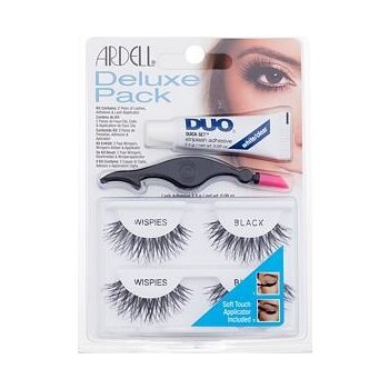 Ardell Wispies Deluxe Pack 2 páry + lepidlo na řasy Duo 2,5 g + aplikátor Black