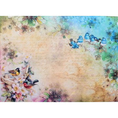 Itd. Collection Rýžový papír Ptáčci s kytičkami A4 – Zboží Mobilmania