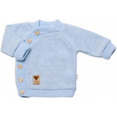 Baby Nellys dětský pletený svetřík s knoflíčky zap. bokem Hand Made modrý