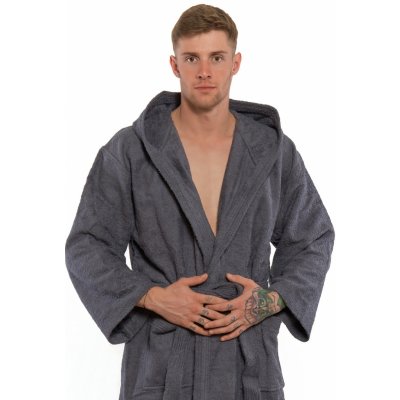 Interkontakt pánský župan s kapucí dark grey – Zboží Dáma