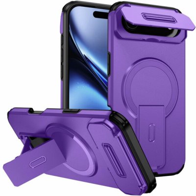 AppleKing kryt s posuvnou krytkou kamery, výklopným stojánkem a MagSafe pro iPhone Air - fialový – Hledejceny.cz