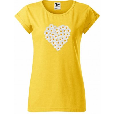 MALFINI Tričko Fusion s motivem Kopretiny srdce Malfini NakupTextil m4-žlutý melír – Sleviste.cz
