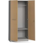 Primo Kancelářská šatní skříň 1 police, šatní tyč, 1781 x 800 x 500 mm, šedá / buk – Hledejceny.cz