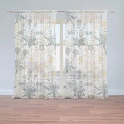 Záclony Šedé květiny: 2 ks - 150x250 cm - Sablio – Hledejceny.cz