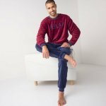 Relax fleecové pyžamo bordó/nám.modrá – Zboží Dáma