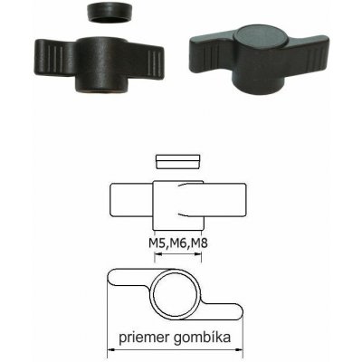 ø-40,M8 Plastová motýliková matica PA, čierna, bez závitu, bez matice – Sleviste.cz