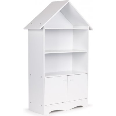 Dřevěná knihovna/skříň na hračky Eco Toys Domeček bílá – Zboží Mobilmania
