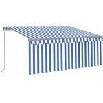 zahrada-XL Ručně zatahovací markýza s roletou a LED 3,5 x 2,5 m modrobílá – Hledejceny.cz