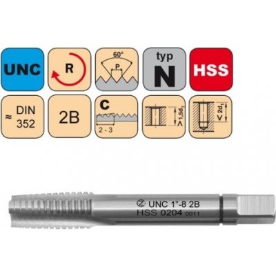 NÁSTROJE CZ Sadový závitník /CZZ0204/ UNC 1"-8 2B HSS DIN 352 Závit: UNC 1"-8-II č.2 – Hledejceny.cz