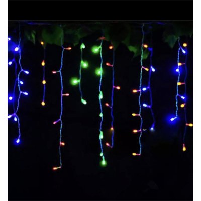 HJ Ozdobný 96 LED řetězový závěs bílý plast 4.5m LED barva: RGB