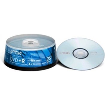 TDK DVD+R 4,7GB 16x, cakebox, 25ks (T19443)