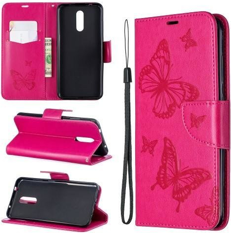 Pouzdro Butterfly PU kožené peněženkové Nokia 3.2 - rose