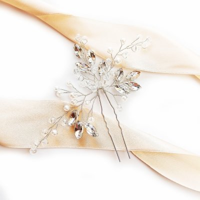 Elegantní svatební drdolová spona do vlasů s cirkony – Zboží Dáma