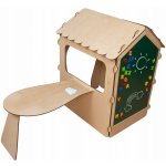 KIK KX3831 Zahradní dřevěný domeček pro děti s tabulí a stolem – Zboží Dáma