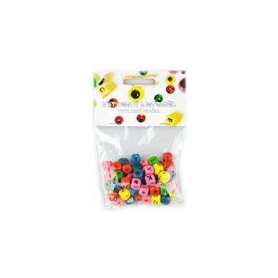 SMT Creatoys - Korálky dřevěné barevné abeceda, 60ks v sáčku 10x16cm – Hledejceny.cz