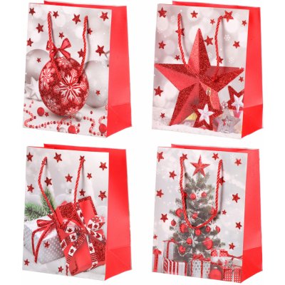 Taška dárková papírová, mix 4 druhů, cena za 1 kus, vánoční motiv SF1343-ST