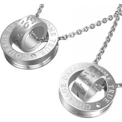 Šperky eshop Přívěsek pro dva stříbrné obruče s texturou křivých čar a nápisem AB31.11