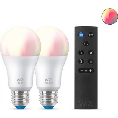 Philips WiZ žárovka A60 8W/60W E27 RGB 806lm Dim 2-pack+REM˙ – Zboží Mobilmania