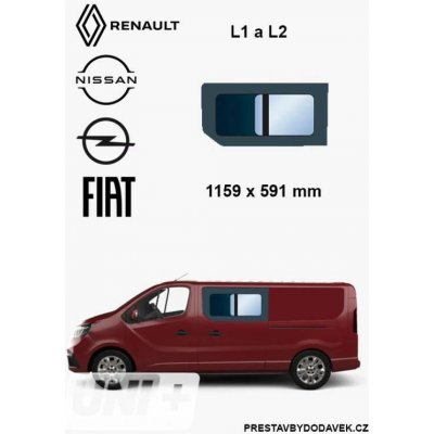 Boční levé posuvné okno L1 a L2 | Renault Trafic X82, Opel Vivaro B, Fiat Talento
