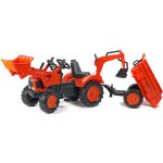 Falk šlapací traktor 2090W Kubota s přední a zadní lžící a přívěsem – Zboží Mobilmania