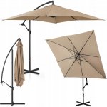 Uniprodo Boční slunečník UNI_UMBRELLA_SQ250TA, 250 x 250 cm, náklonem, s, světlehnědý - čtvercový – Hledejceny.cz