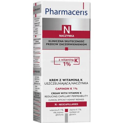 Pharmaceris N-Neocapillaries Capinion K 1% posilující krém na popraskané žilky pro urychlení regenerace (Cream with Vitamin K) 30 ml – Sleviste.cz