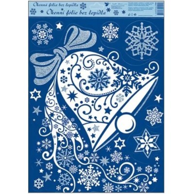 Anděl Okenní fólie vánoční s glitry zvonek 38 x 30 cm – Hledejceny.cz