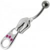 Piercing Šperky4U stříbrný piercing do pupíku zip BP01007-P