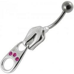 Šperky4U stříbrný piercing do pupíku zip BP01007-P