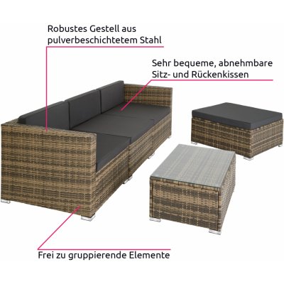 tectake 403727 zahradní ratanový nábytek florenz, varianta 2 přírodní – Zbozi.Blesk.cz