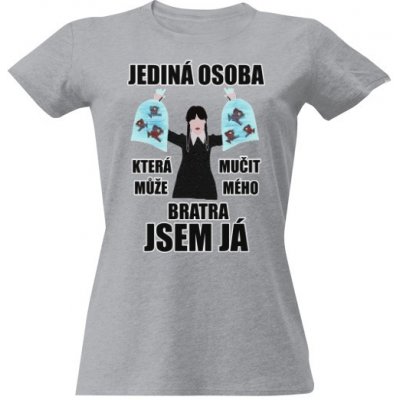 Tričko s potiskem Mučení bratra Šedá melír – Zboží Dáma