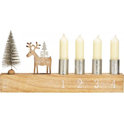 Textilomanie Adventní dřevěný svícen DEER 31x16 cm přírodní – Zbozi.Blesk.cz