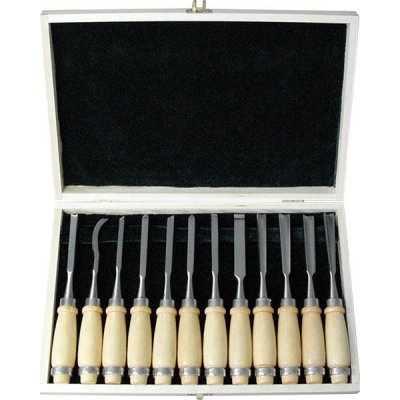 Dláta řezbářská PREMIUM sada 12 kusů v dřevěné krabici – Zboží Dáma