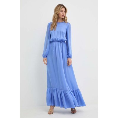 Luisa Spagnoli RUNWAY COLLECTION Hedvábné šaty maxi 541114 modrá