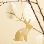 IB LAURSEN Kovová velikonoční ozdoba Bunny/Rooster Wheat Straw Zajíc, žlutá barva, kov – Zboží Dáma