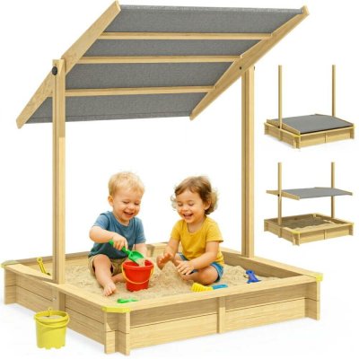 Jurhan Pískoviště se stříškou SANDY smrkové dřevo 120x120x120cm – Sleviste.cz