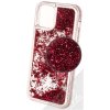 Pouzdro a kryt na mobilní telefon Apple Pouzdro 1Mcz Liquid Hexagon Sparkle ochranný s přesýpacím efektem třpytek Apple iPhone 12, iPhone 12 Pro červené