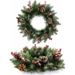 TRENDIE Vánoční věnec PREMIUM zasněžený se šiškami a jeřabinou 40 cm – Zboží Dáma