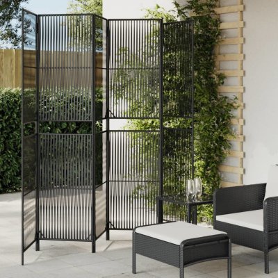 Petrashop Dělicí stěna 6 panelů černá polyratan černý 365400 – Sleviste.cz
