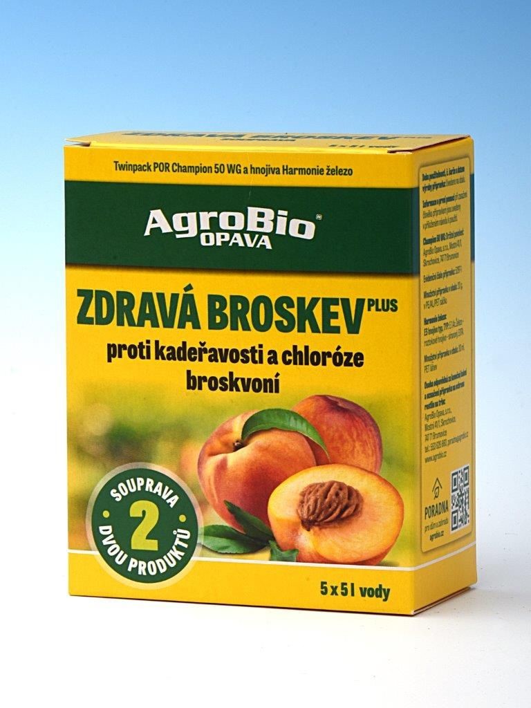 AgroBio Zdravá broskev Plus Champion 50 WG 2 x 20 g + Harmonie Železo 30 ml