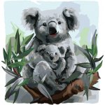 ZUTY Malování podle čísel KOALA A JEJÍ DÍTĚ Rozměr 40 x 50 cm Rámování bez rámu a bez vypnutí plátna – Sleviste.cz