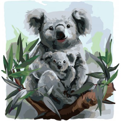 ZUTY Malování podle čísel KOALA A JEJÍ DÍTĚ Rozměr 40 x 50 cm Rámování bez rámu a bez vypnutí plátna – Sleviste.cz