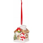 MagicHome Dekorace Vánoce Domeček se sněhulákem LED terakota závěsný 5,8x5x7 cm – Hledejceny.cz