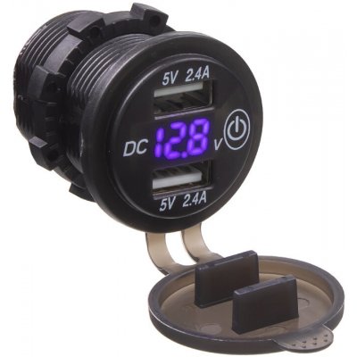 34596 2x USB nabíječka s voltmetrem voděodolná do panelu, modré – Zbozi.Blesk.cz
