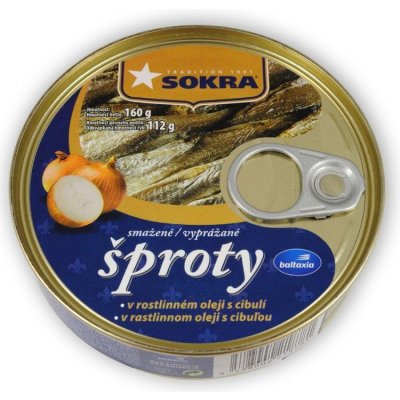 Sokra Smažené Rižské šproty v rostlinném oleji s cibulí 160g