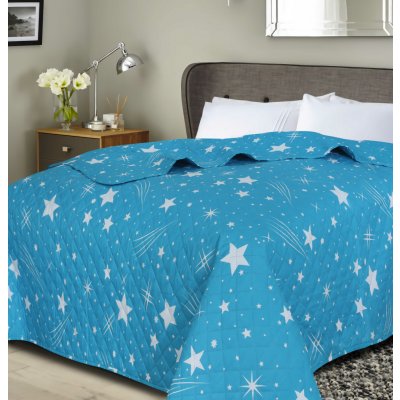 Textilomanie Přehoz na postel NOČNÍ OBLOHA DIAMOND, tyrkysový 220 x 240 cm – Zboží Mobilmania