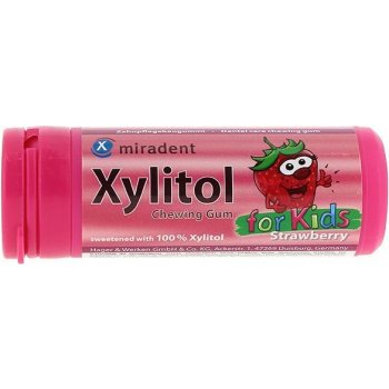 Miradent Xylitol DĚTSKÉ žvýkačky JAHODA 30 ks