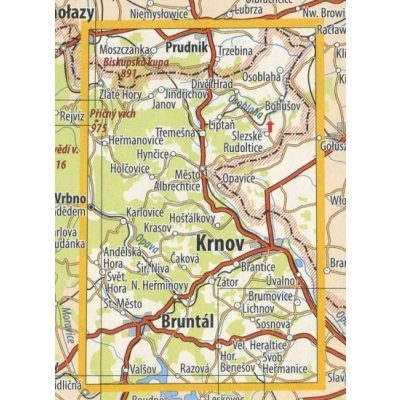 KČT 58 Bruntálsko, Krnovsko a Osoblažsko - nástěnná turistická mapa 60 x 90 cm Varianta: mapa v dřevěném rámu, Provedení: Ticiago černý