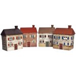 Keramický svícen DOMEČEK na náměstí, Skandi, 16x18,5x10,5cm Barva: č.1 cihlové okenice - hnědá střecha – Zboží Dáma