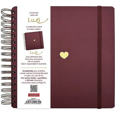 BALOUŠEK TISK Scrapbook Luxi, 210 × 210 mm, lamino, bordó – Zboží Živě